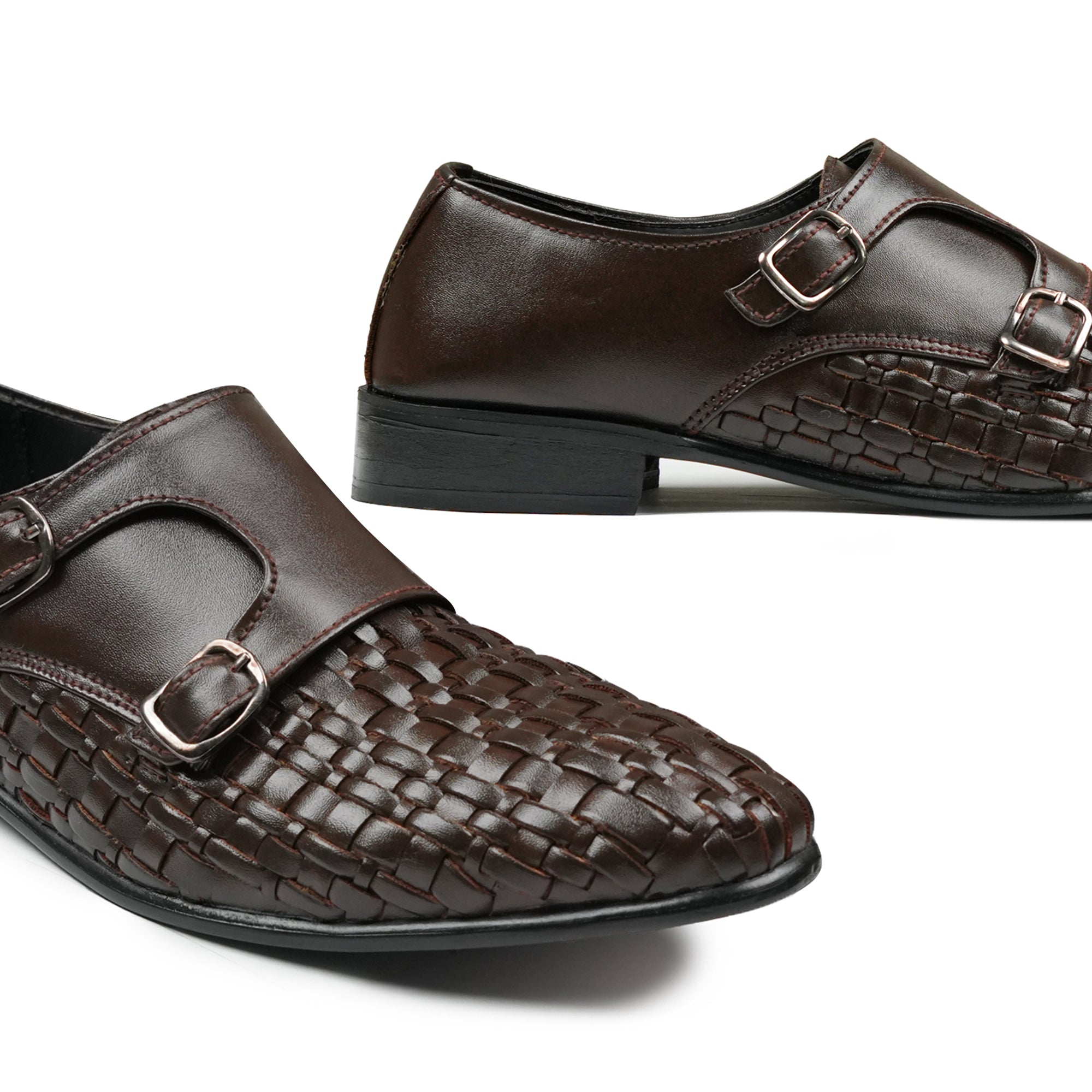 Monk Strap Woven Leather Shoes FJ15