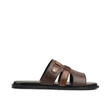 Classic Buckle-Strap Leather Slippers SA65