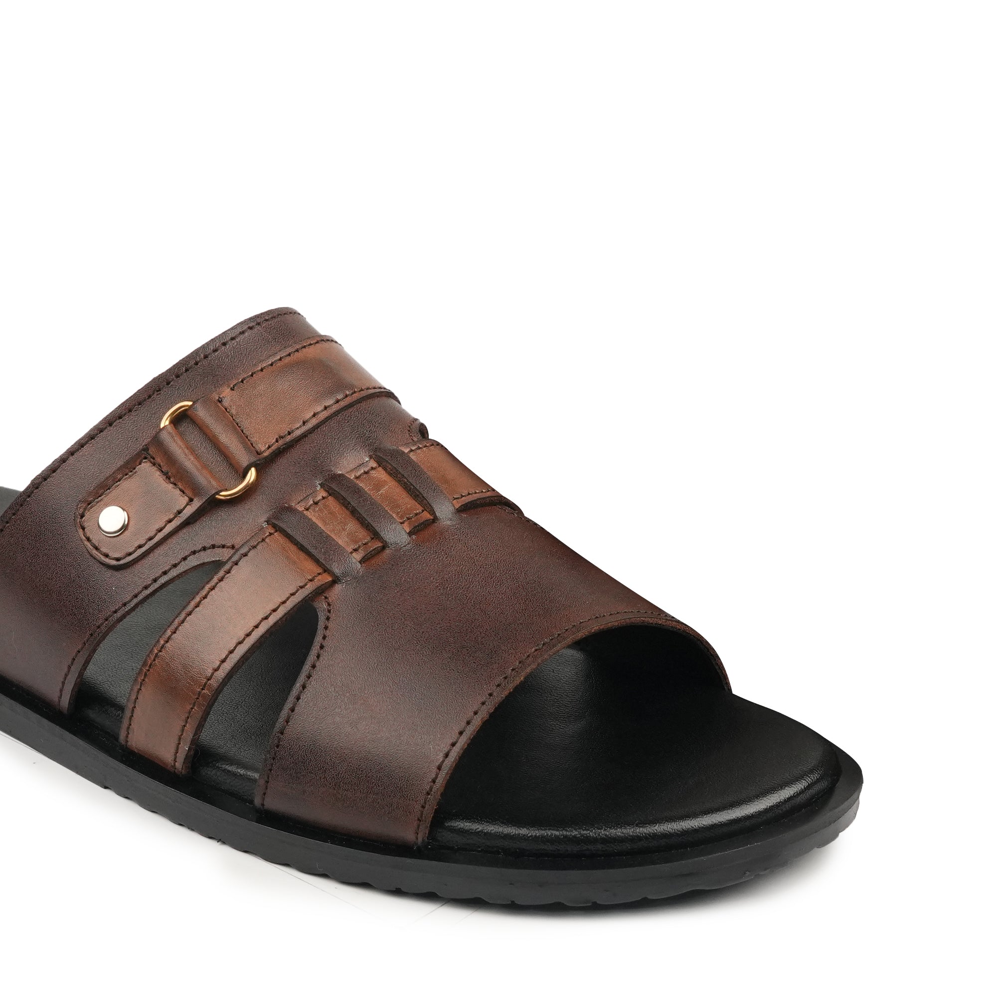 Classic Buckle-Strap Leather Slippers SA65