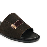 Dark Brown Suede Comfort Slippers SA66