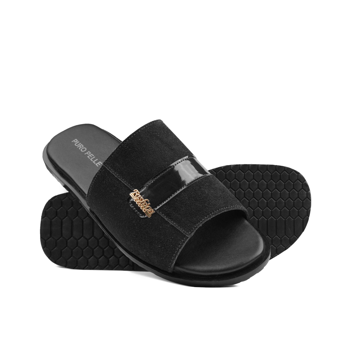 Black Suede Comfort Slippers SA67