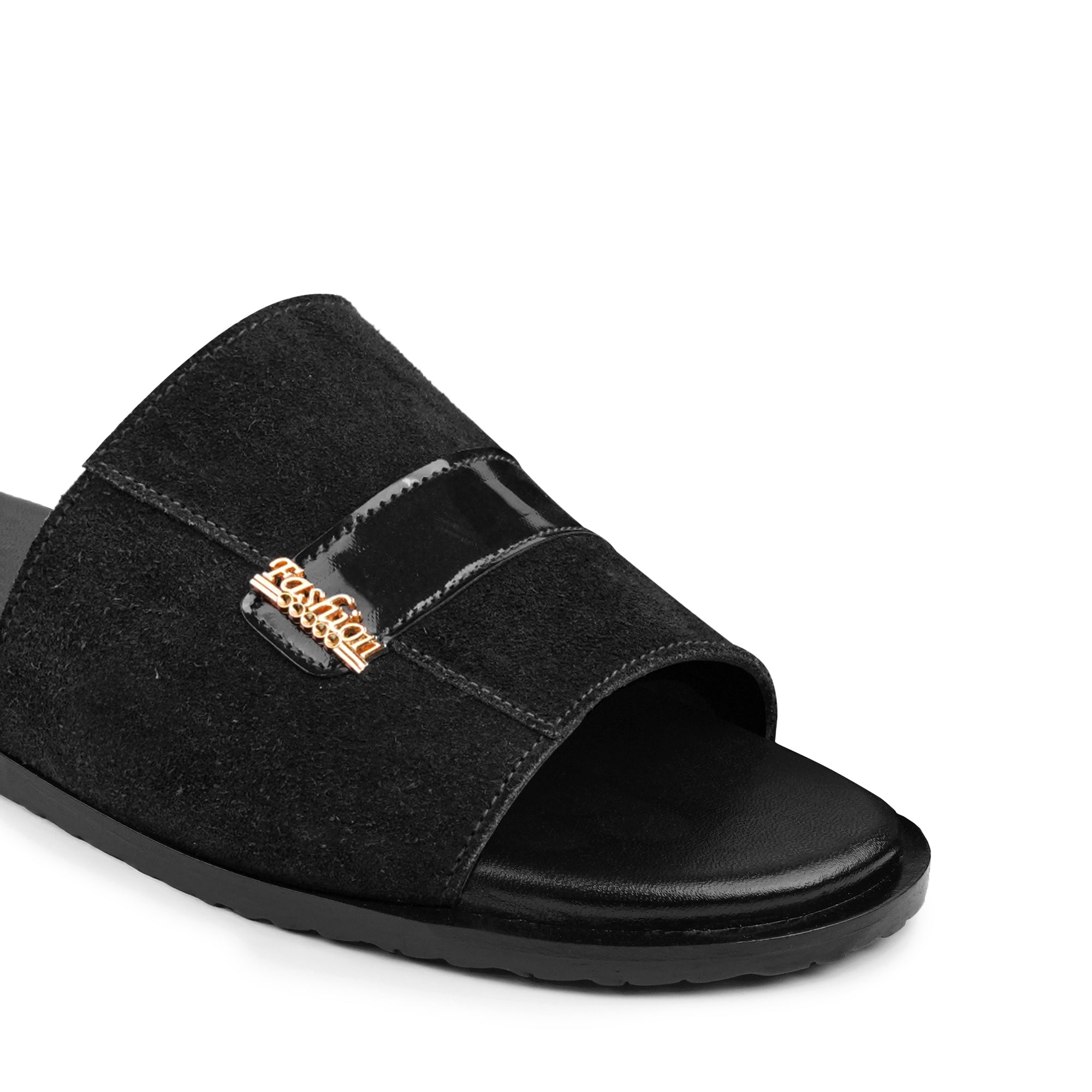 Black Suede Comfort Slippers SA67