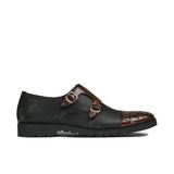 Luxe Dual-Buckle Croc Monk Shoes FZ35