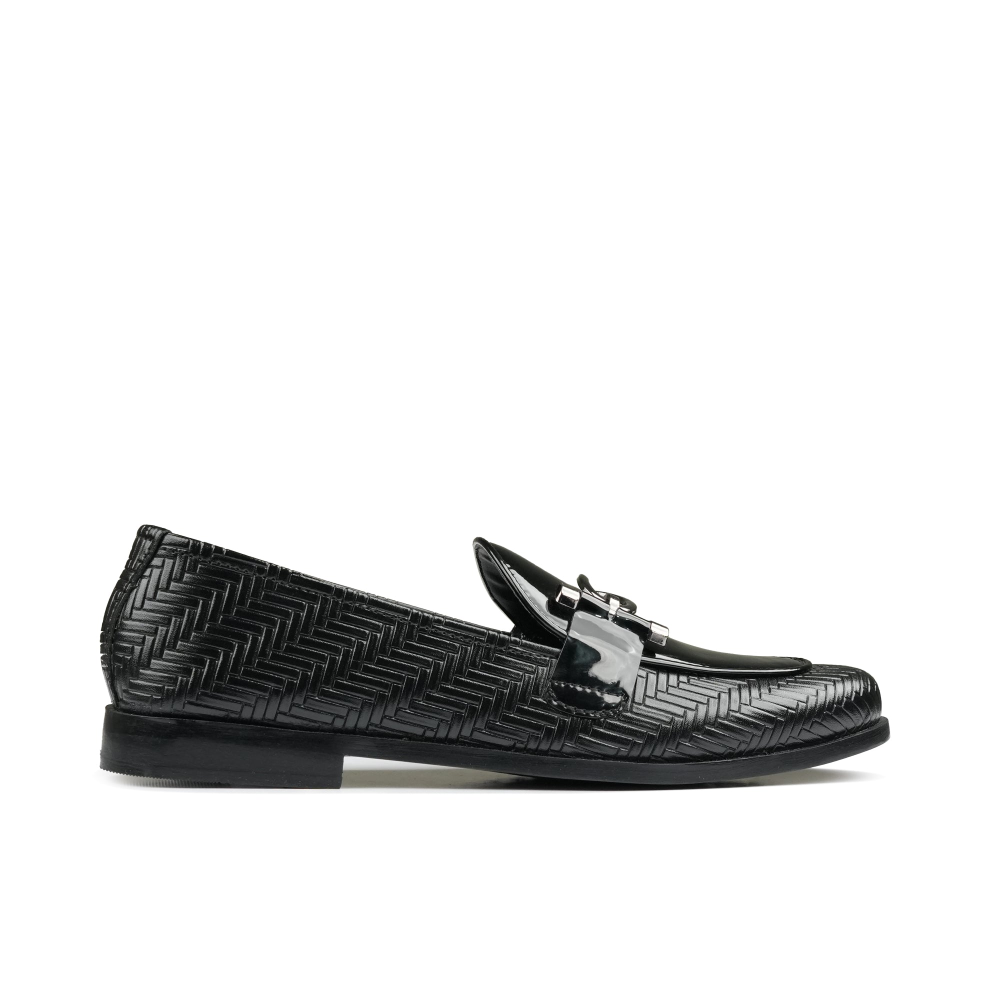 Black Patent Hook Buckle Shoe FZ40