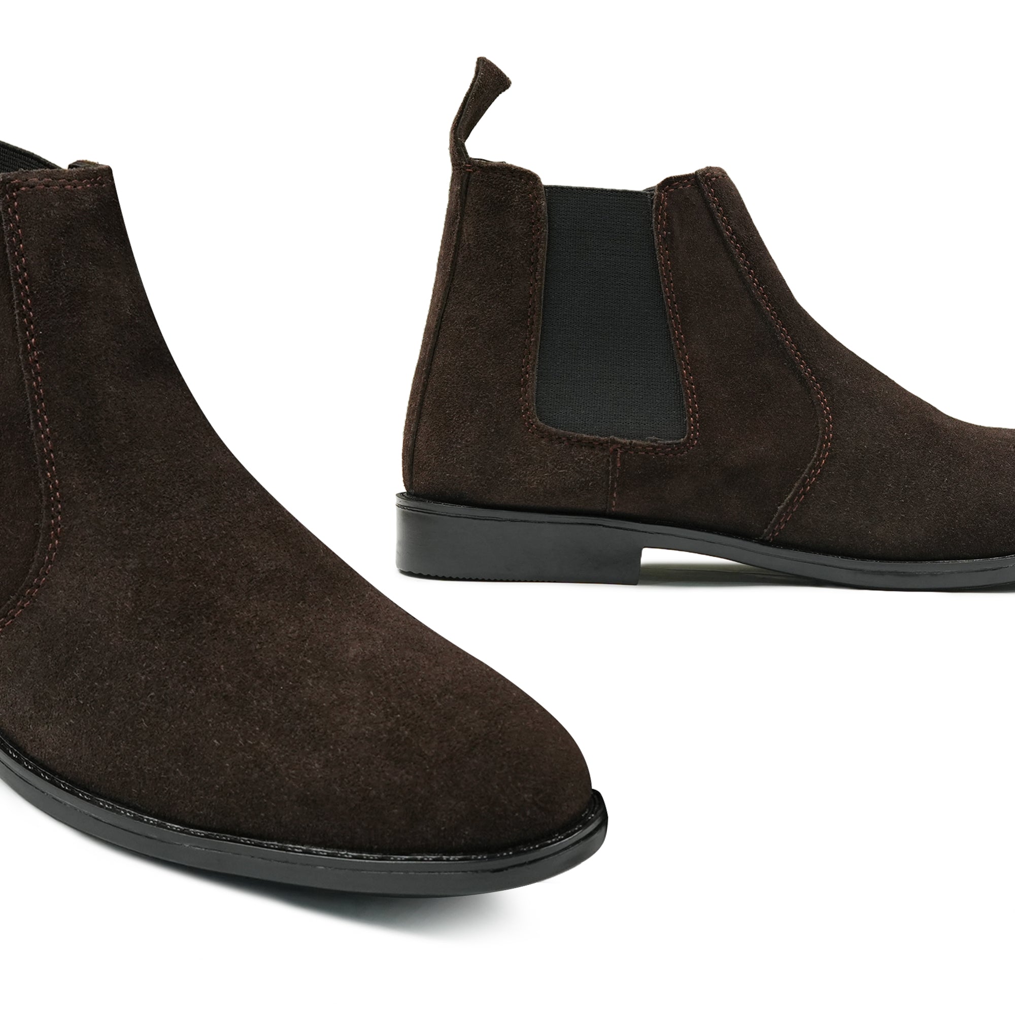 Dark Chocolate Brown Suede Chelsea Boots PJ40