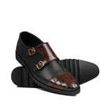 Luxe Dual-Buckle Croc Monk Shoes FZ35