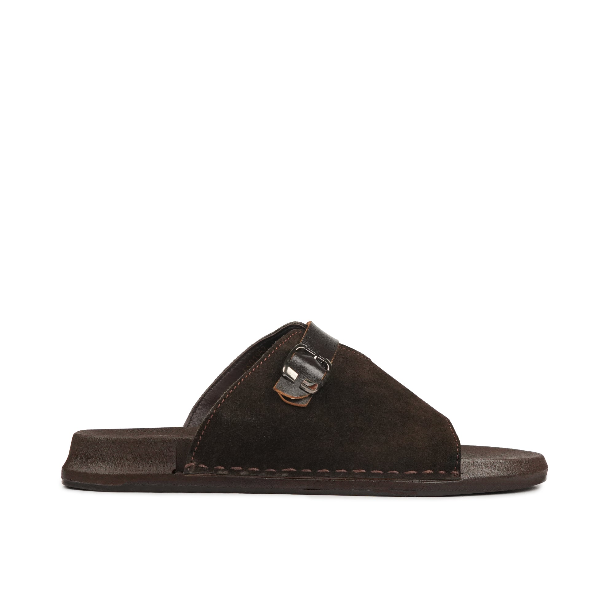 Suede Coffee Brown Buckle Slipper SA79