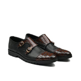 Luxe Dual-Buckle Croc Monk Shoes FZ35