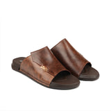 Handcrafted Brown Leather Slippers SA81