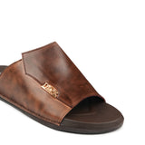 Handcrafted Brown Leather Slippers SA81