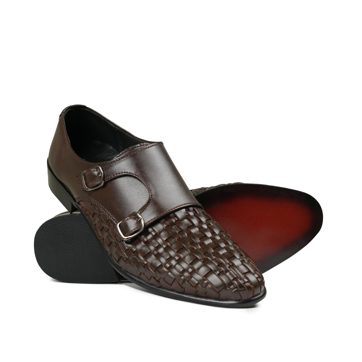 Monk Strap Woven Leather Shoes FJ15