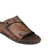 Dual-Buckle Brown Formal Slippers SA62