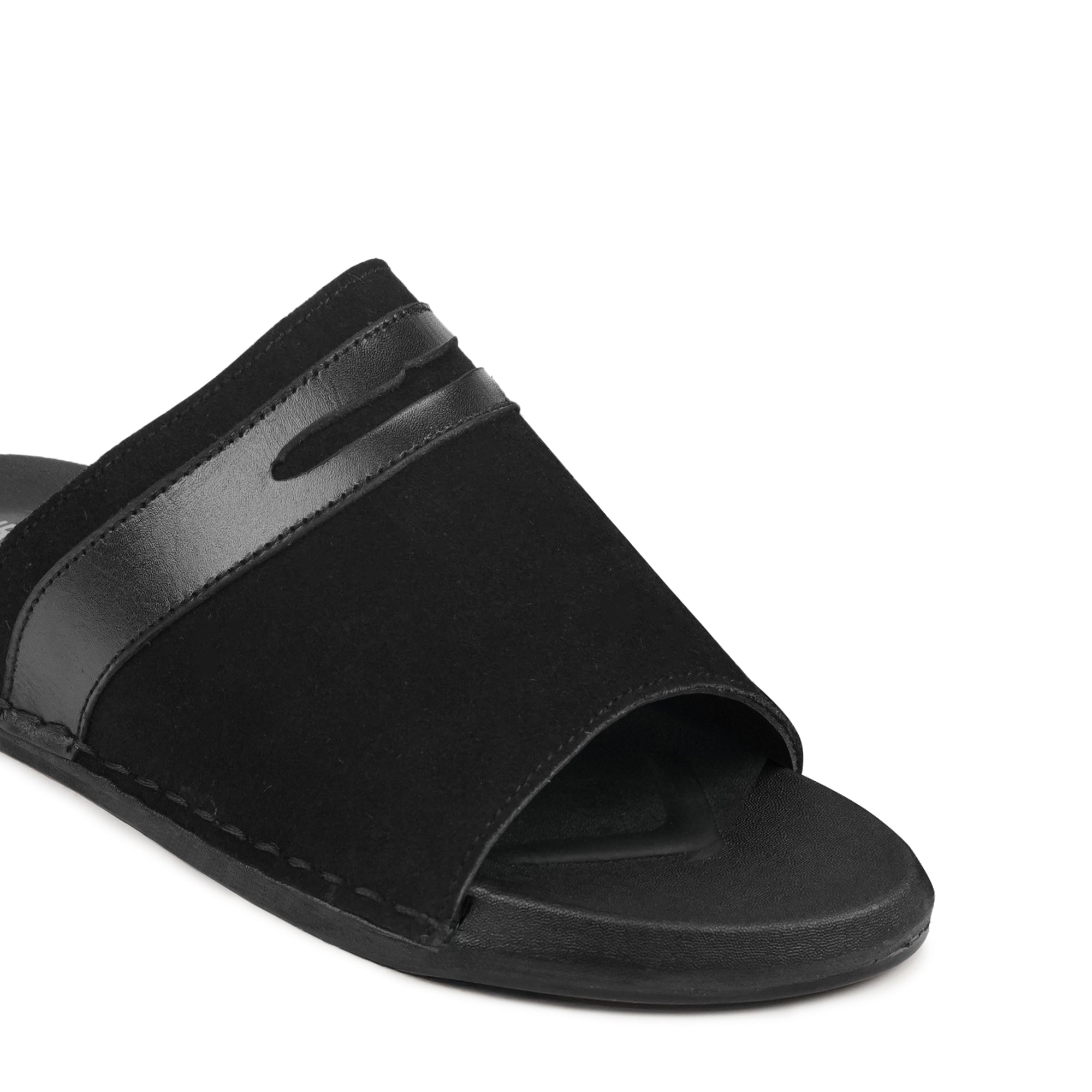 Luxe Black Suede Slipper SA83