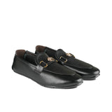 Black Leather Shoes with Gold Buckle PA22