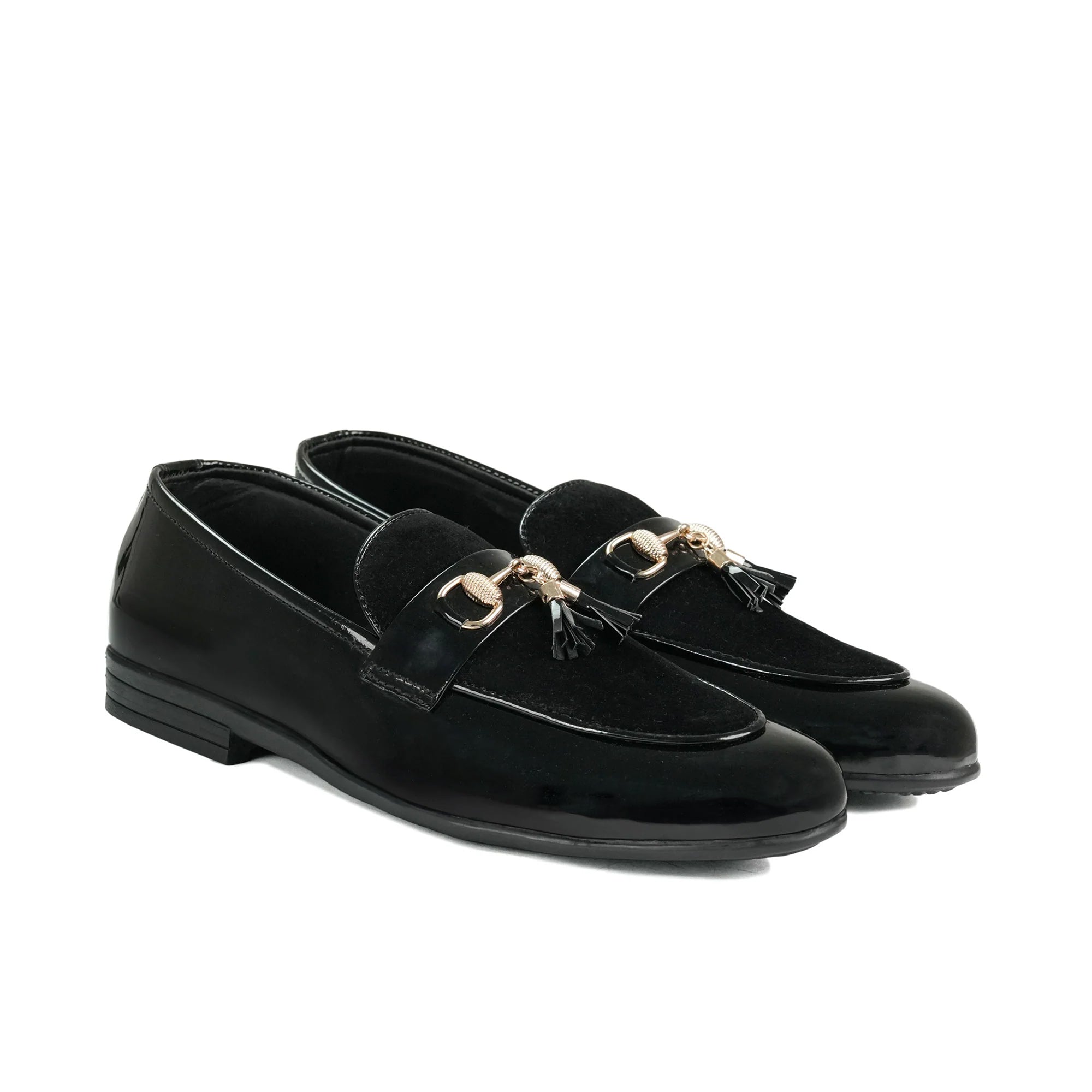 Black Suede & Patent Tassle Shoe FJ06