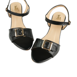 Black Buckle Wedge Heels WH08