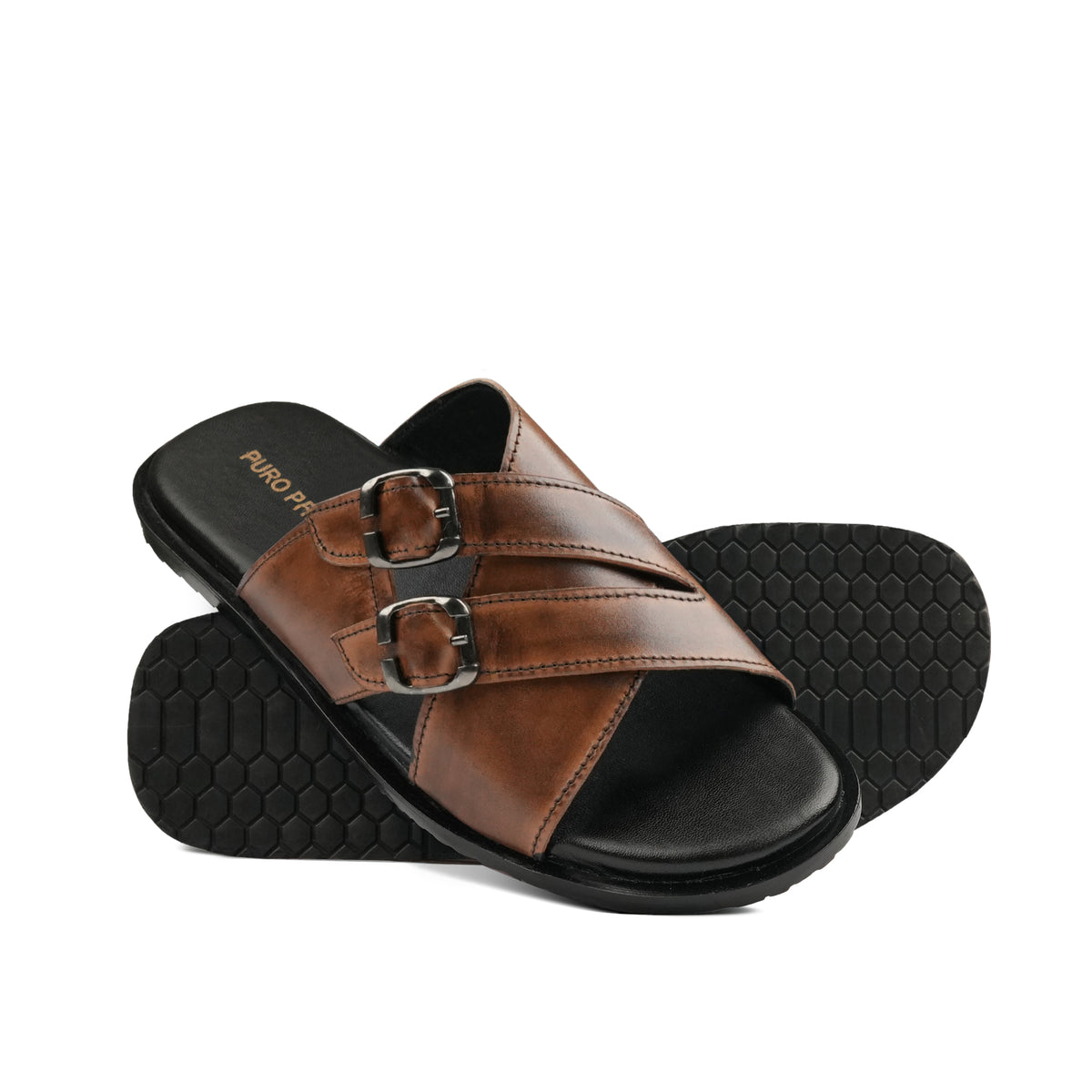 Brown Double Buckle Slippers SA91