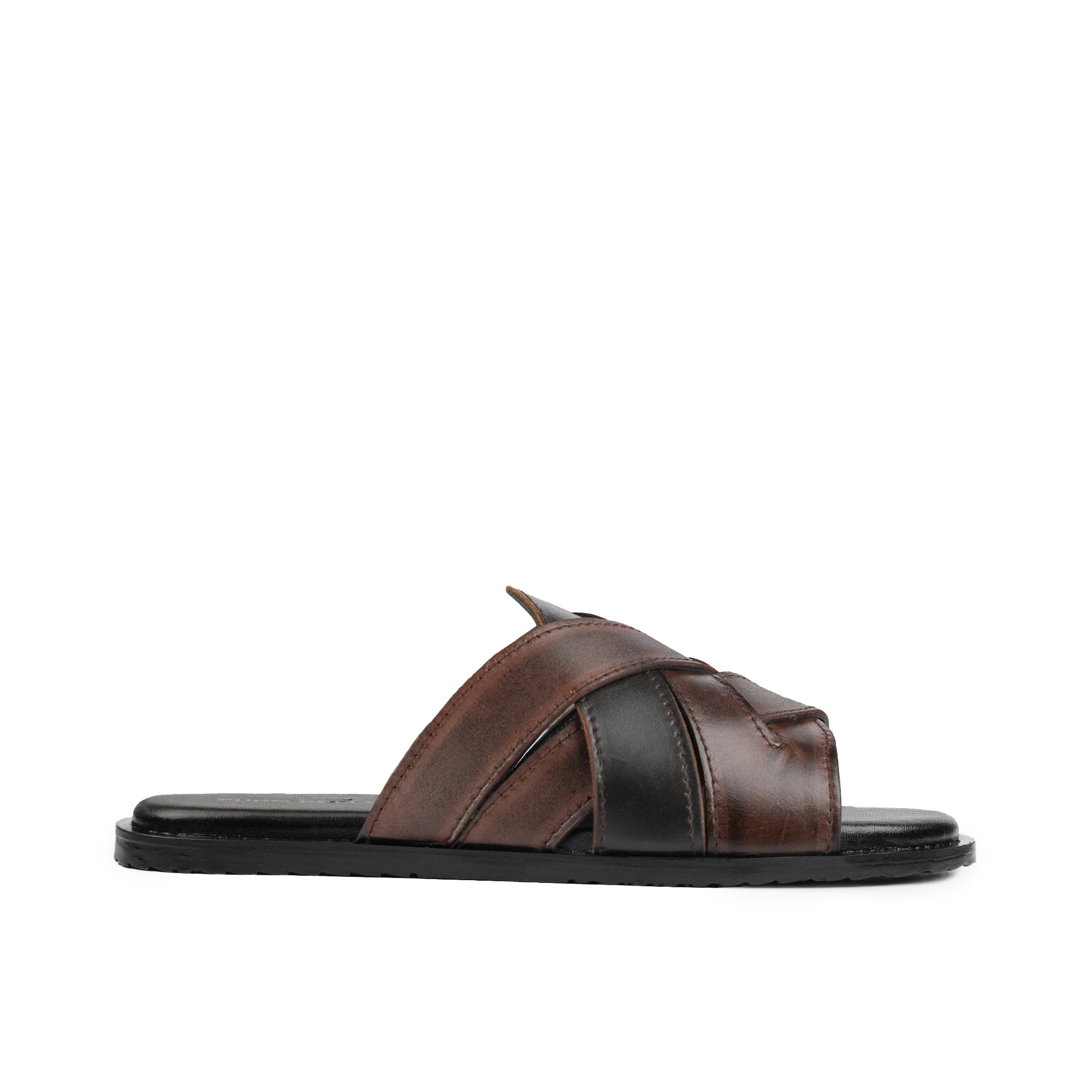 Timeless Cross-Strap Leather Slipper SA90