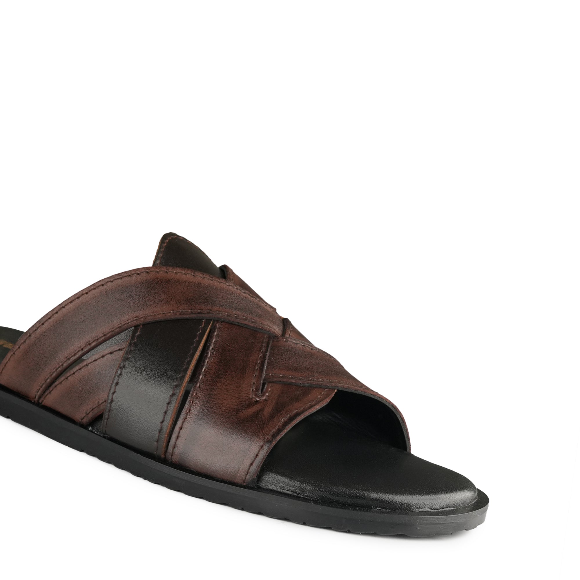 Timeless Cross-Strap Leather Slipper SA90