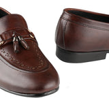 Stylish Brown Leather Shoes with Tassel & Buckle Detailing PA20