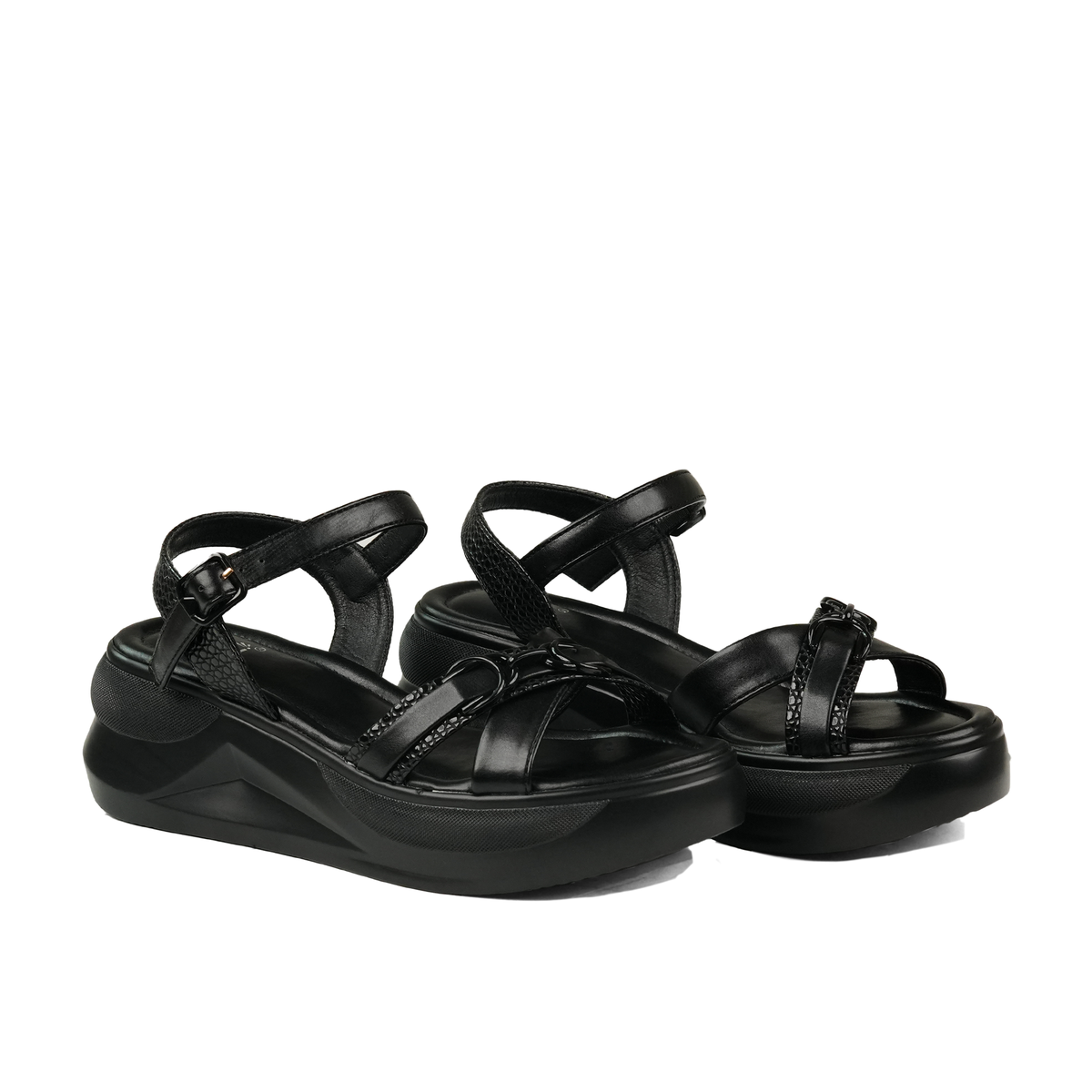 Black Wedge Sandals WS02