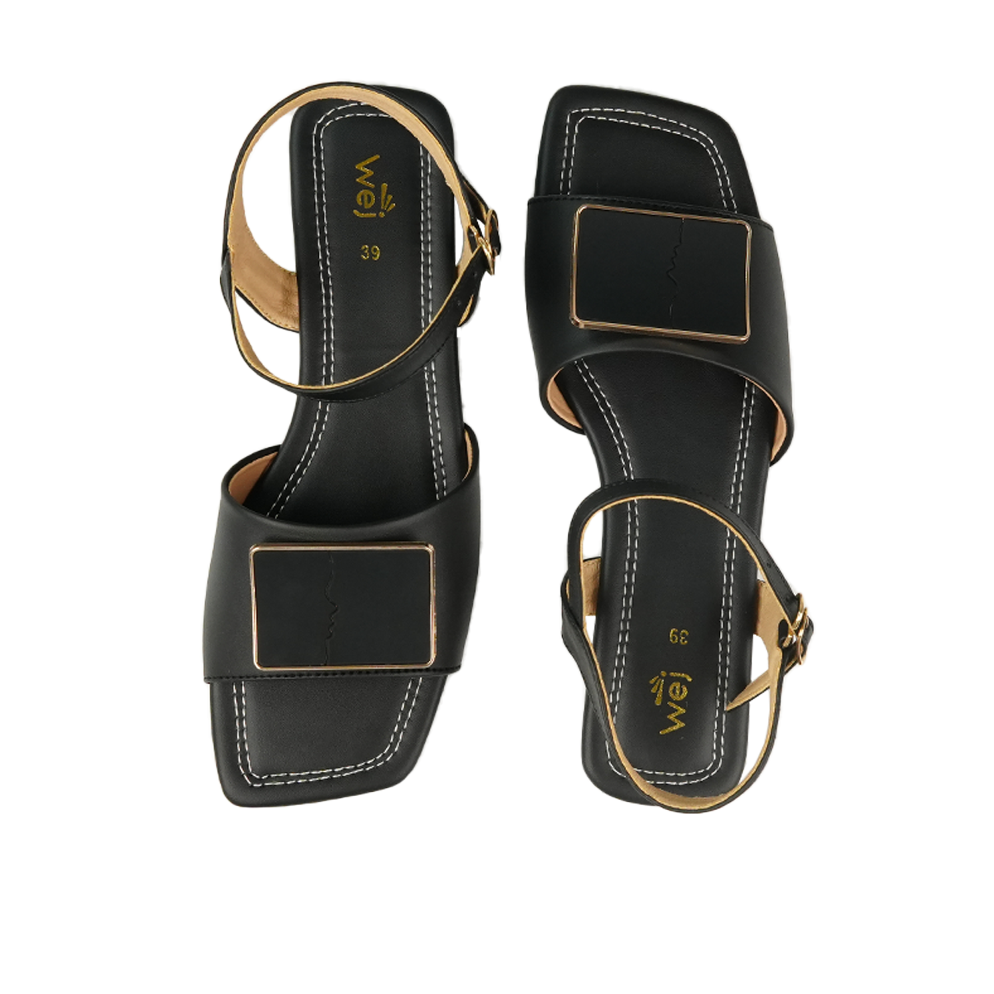 Black Minimalist Sandals WS03