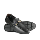 Black Leather Shoes with Gold Buckle PA22