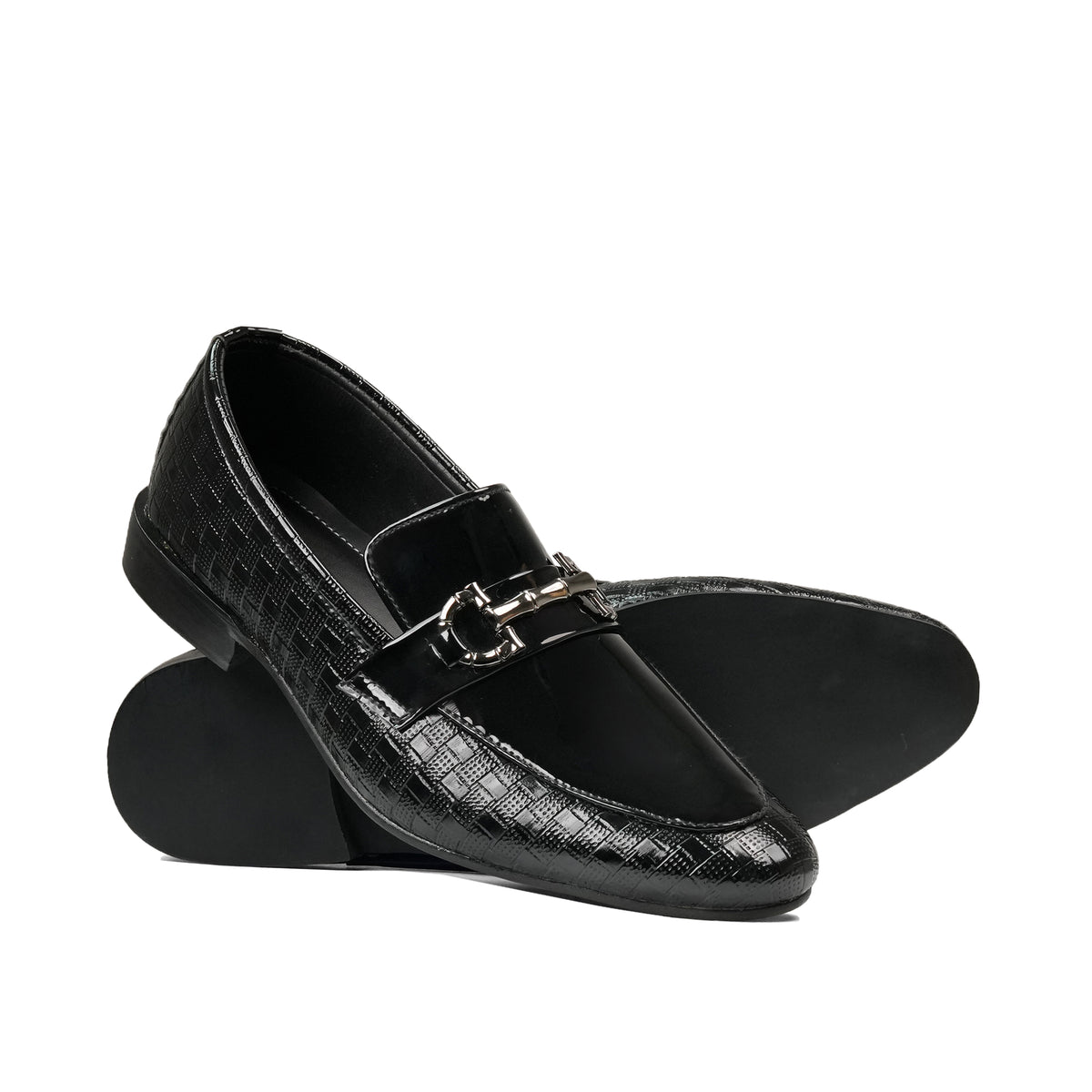 Black Textured Patent Shoe FT10