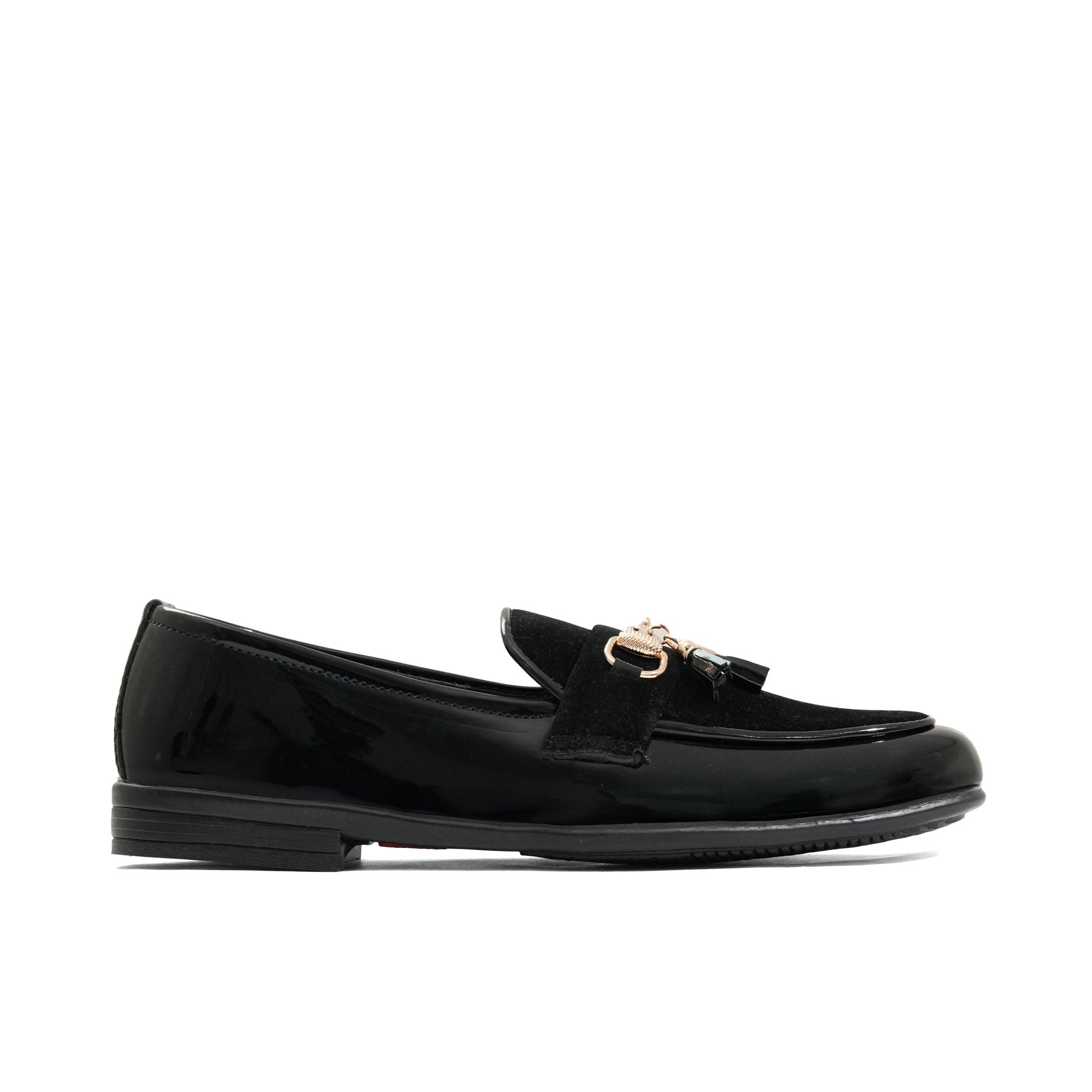 Black Suede & Patent Tassle Shoe FJ06