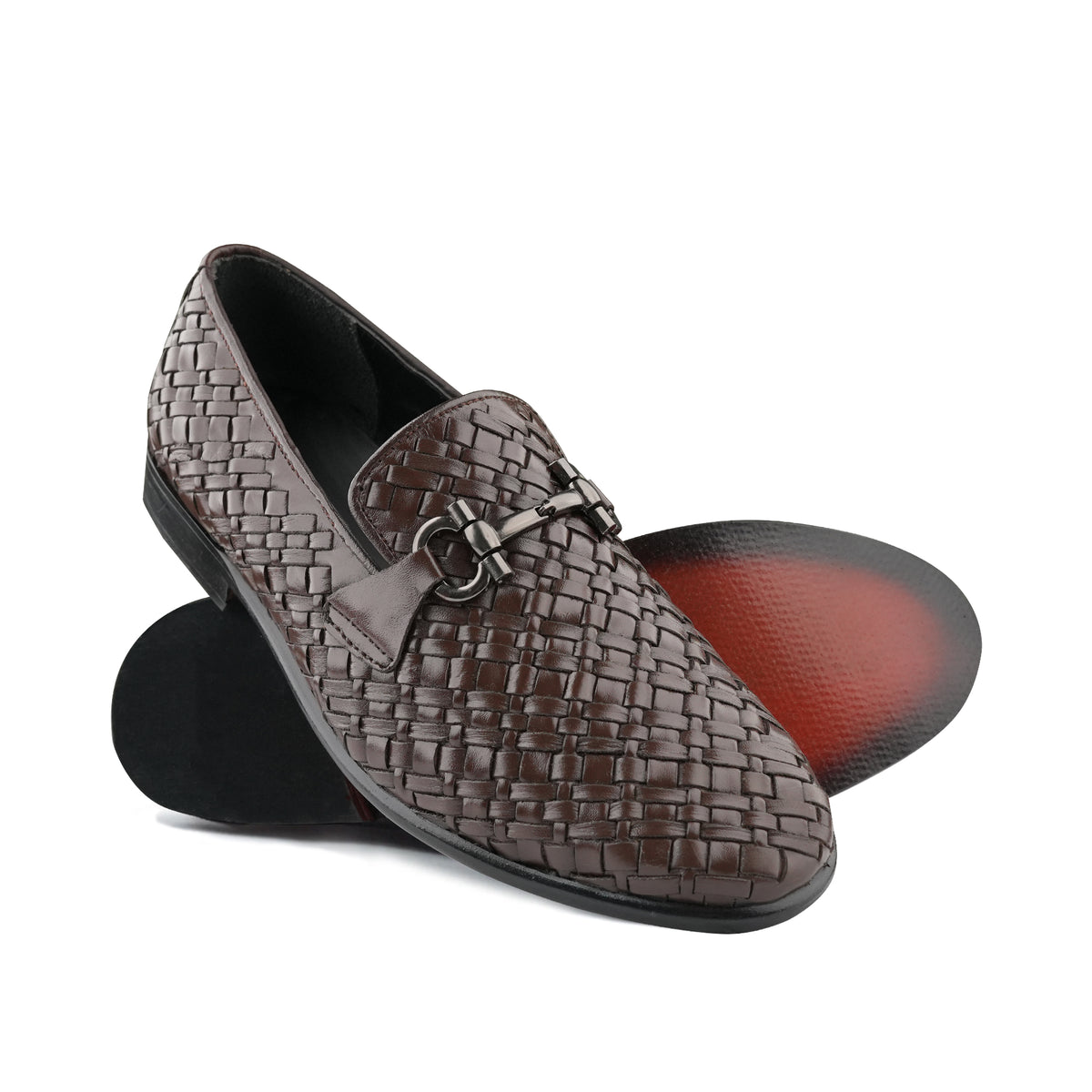 Woven Leather Shoes with Buckle Detail PJ29