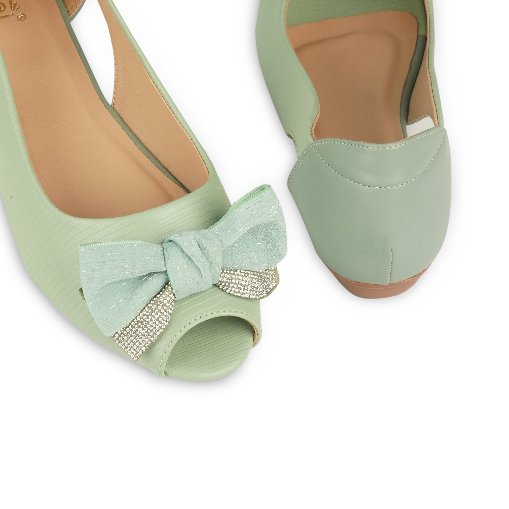 Sage Green Bow Pumps WP16