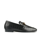 Black Croc Leather Shoe PN04