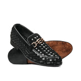 Black Woven Leather Shoe PR01