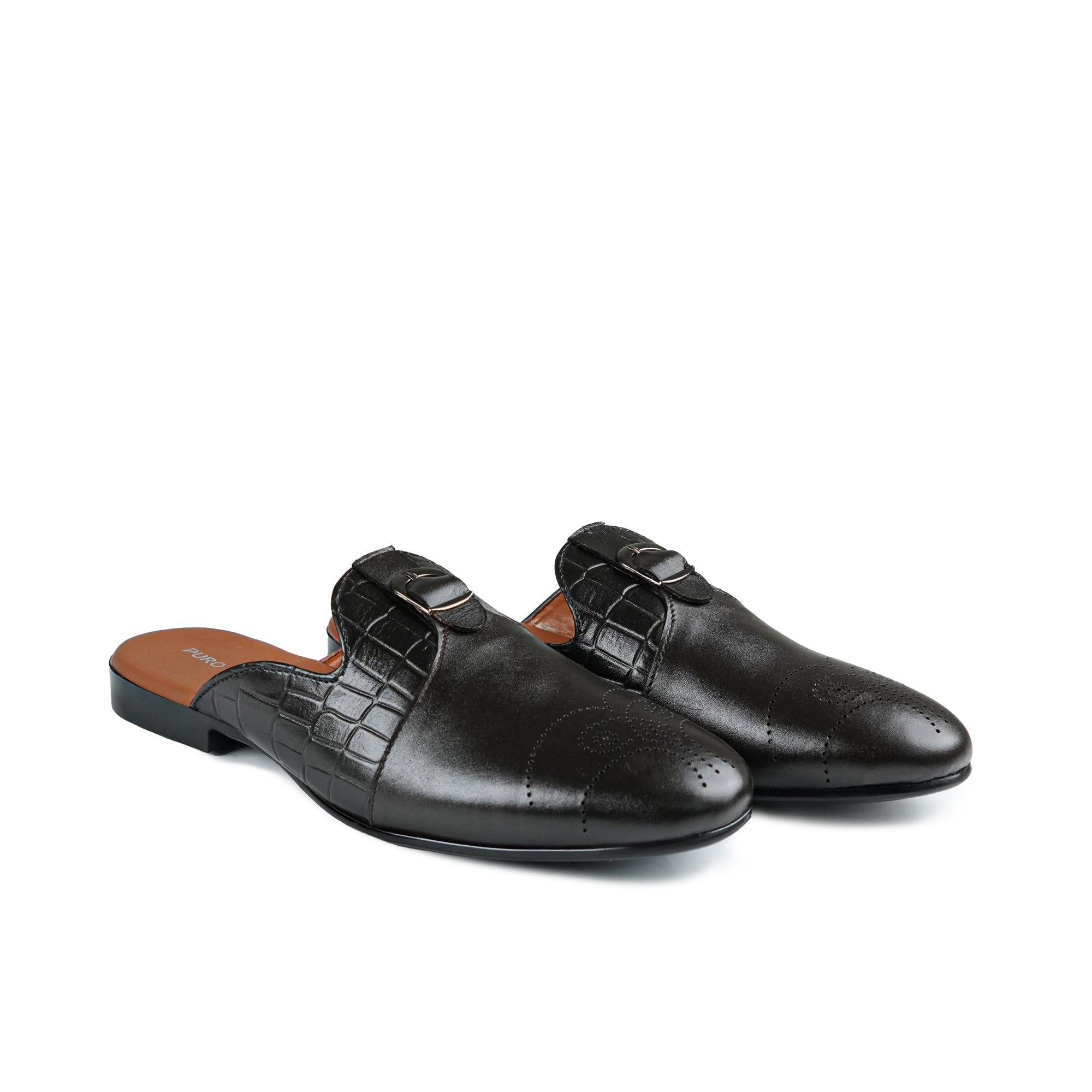 Stylish Black Leather Slip-On Mules MA12