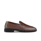 Luxe Brown Leather Slip-Ons with Distinctive Detailing PA19