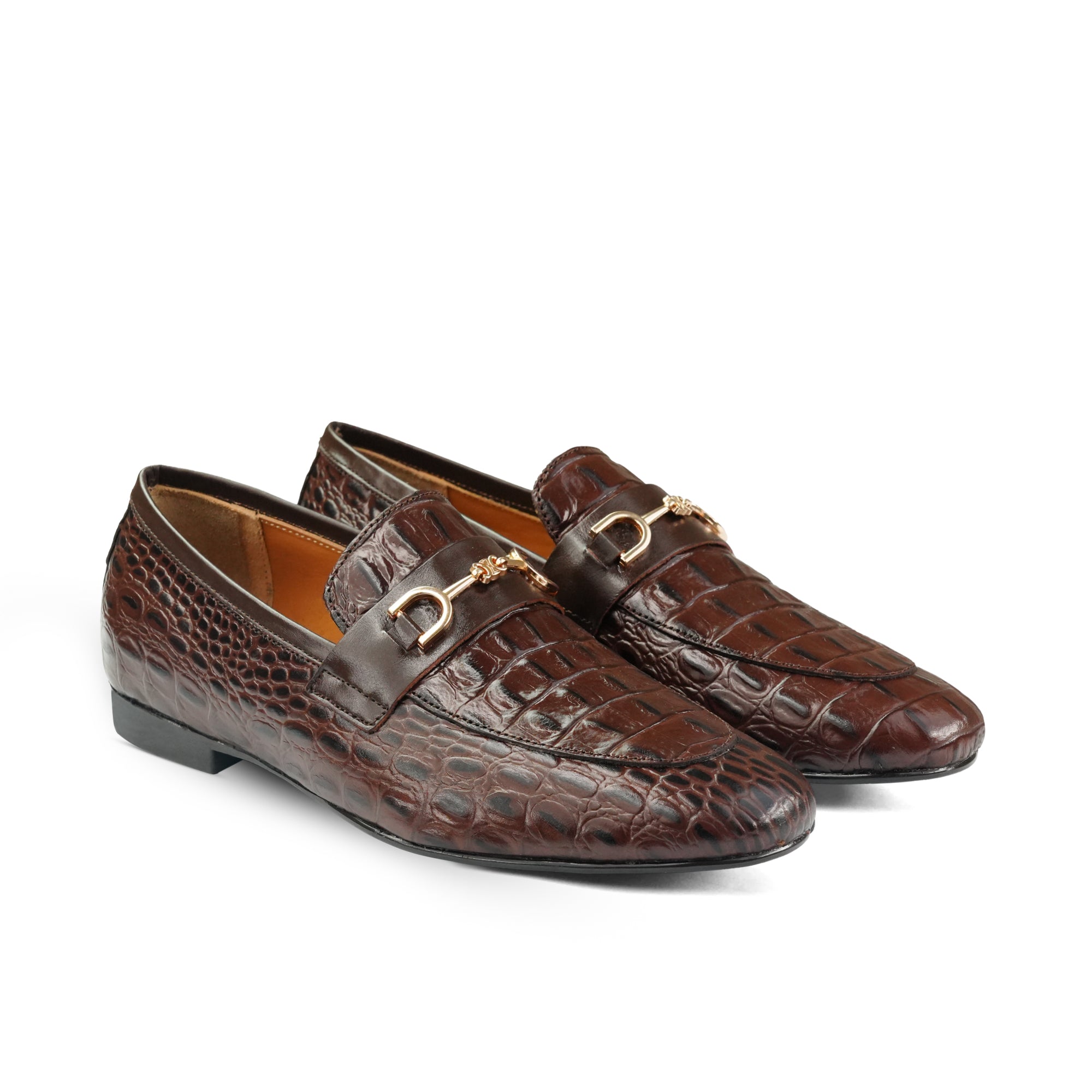 Brown Croc Leather Shoe PN02