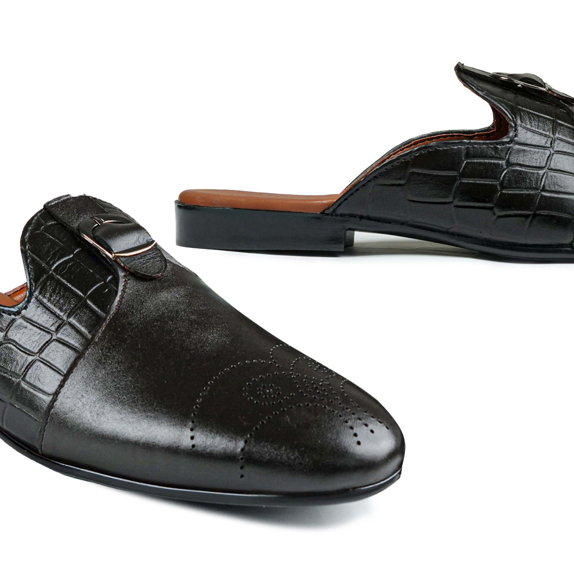 Stylish Black Leather Slip-On Mules MA12