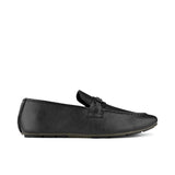 Sleek Black Leather Loafers PA28