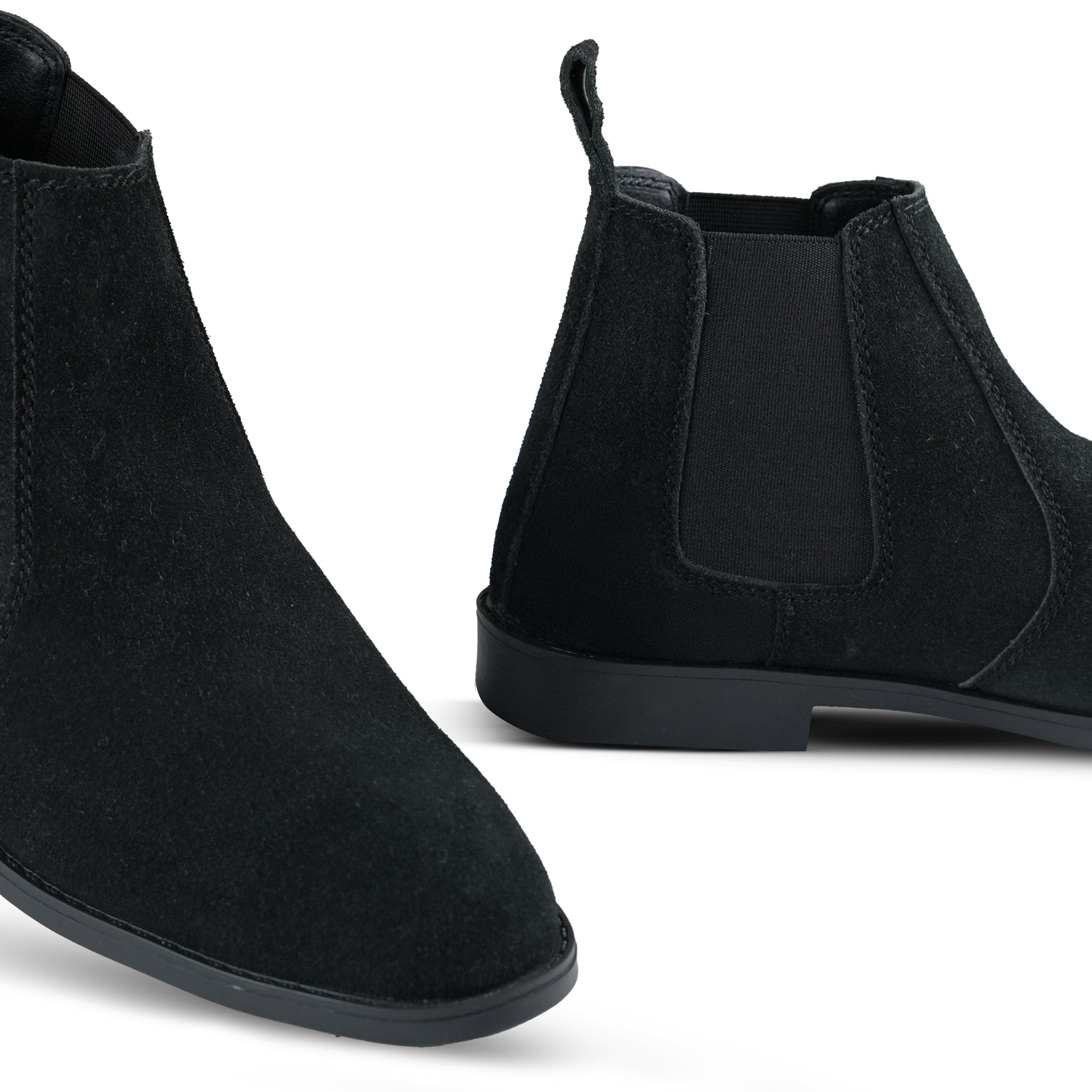 Luxe Black Suede Chelsea Boots PJ32