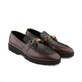 Croc-Embossed Tassel Shoes with Gold Hardware PA18