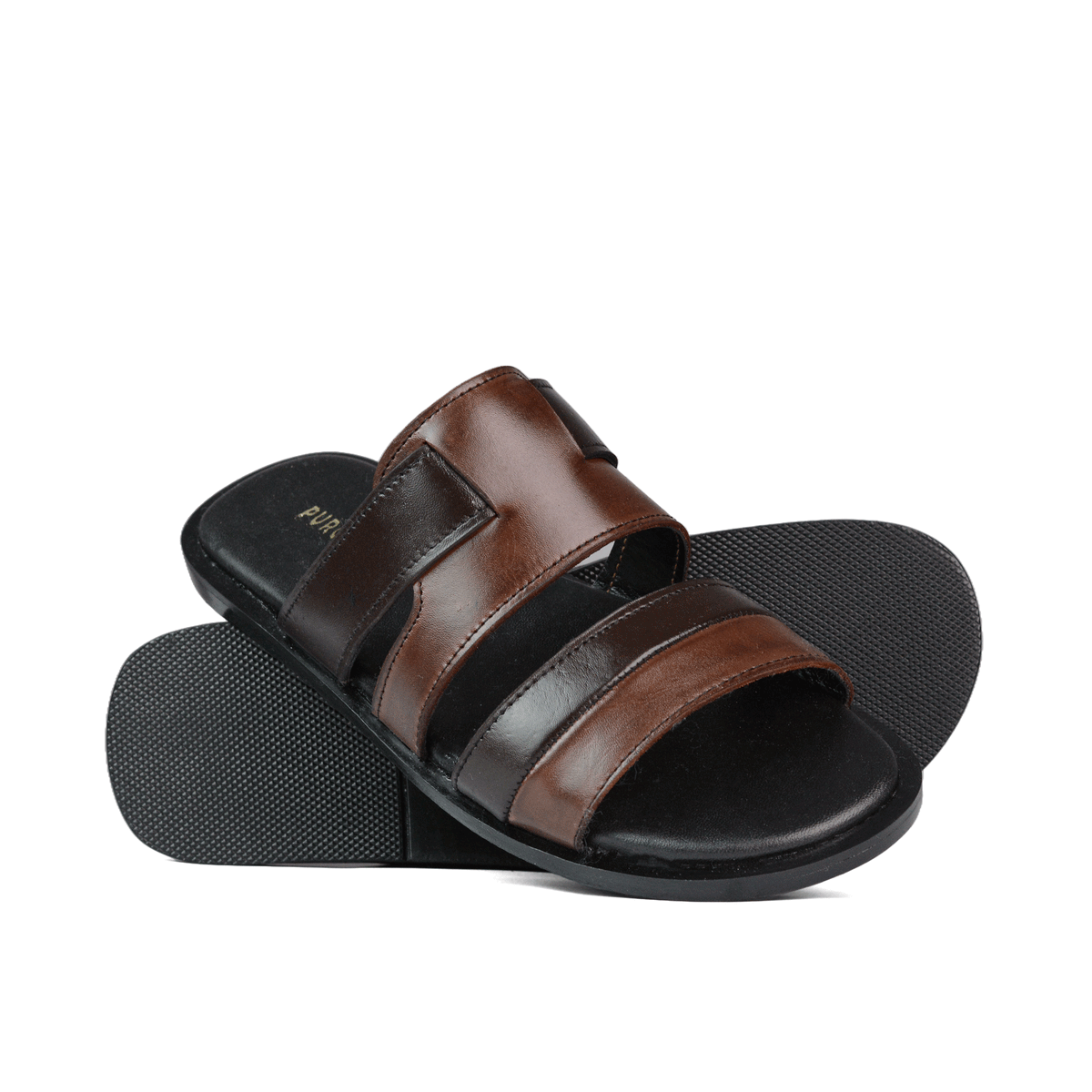 Brown Two Tone Leather Slipper SA30