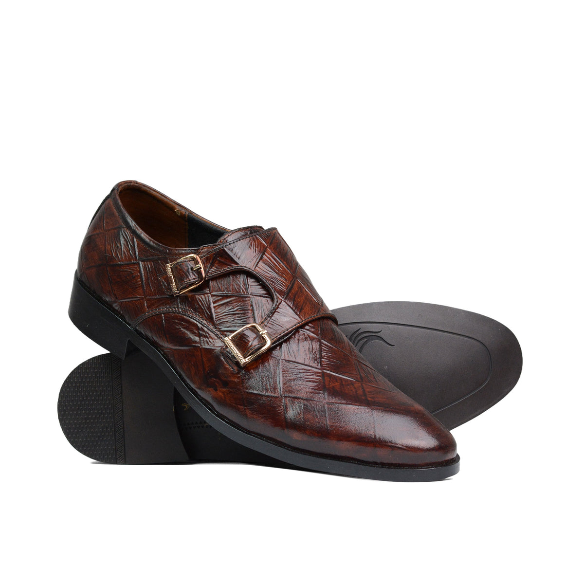 Brown Double Monk Shoes PJ26