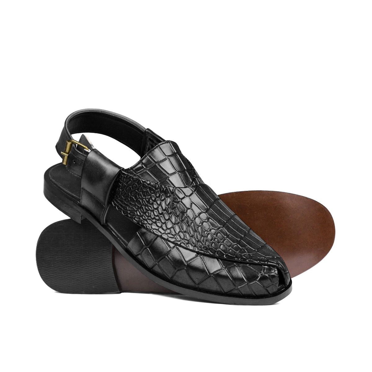 Black Croc Peshawari Chappal DD18