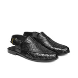 Black Croc Peshawari Chappal DD18