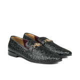 Black Woven Leather Shoe PJ14