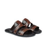 Brown Two Tone Leather Slipper SA30