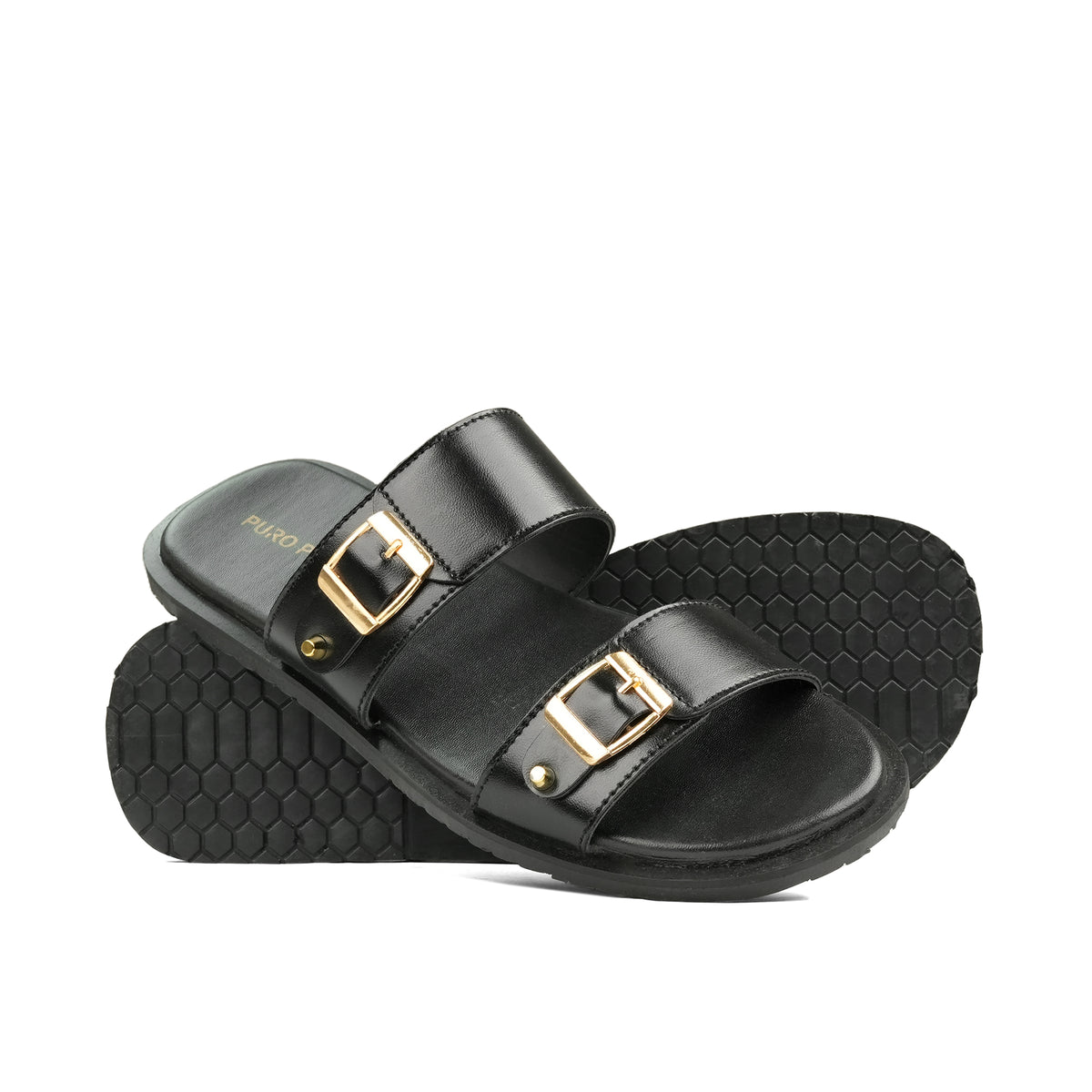 Black Double Buckle Slipper SS01