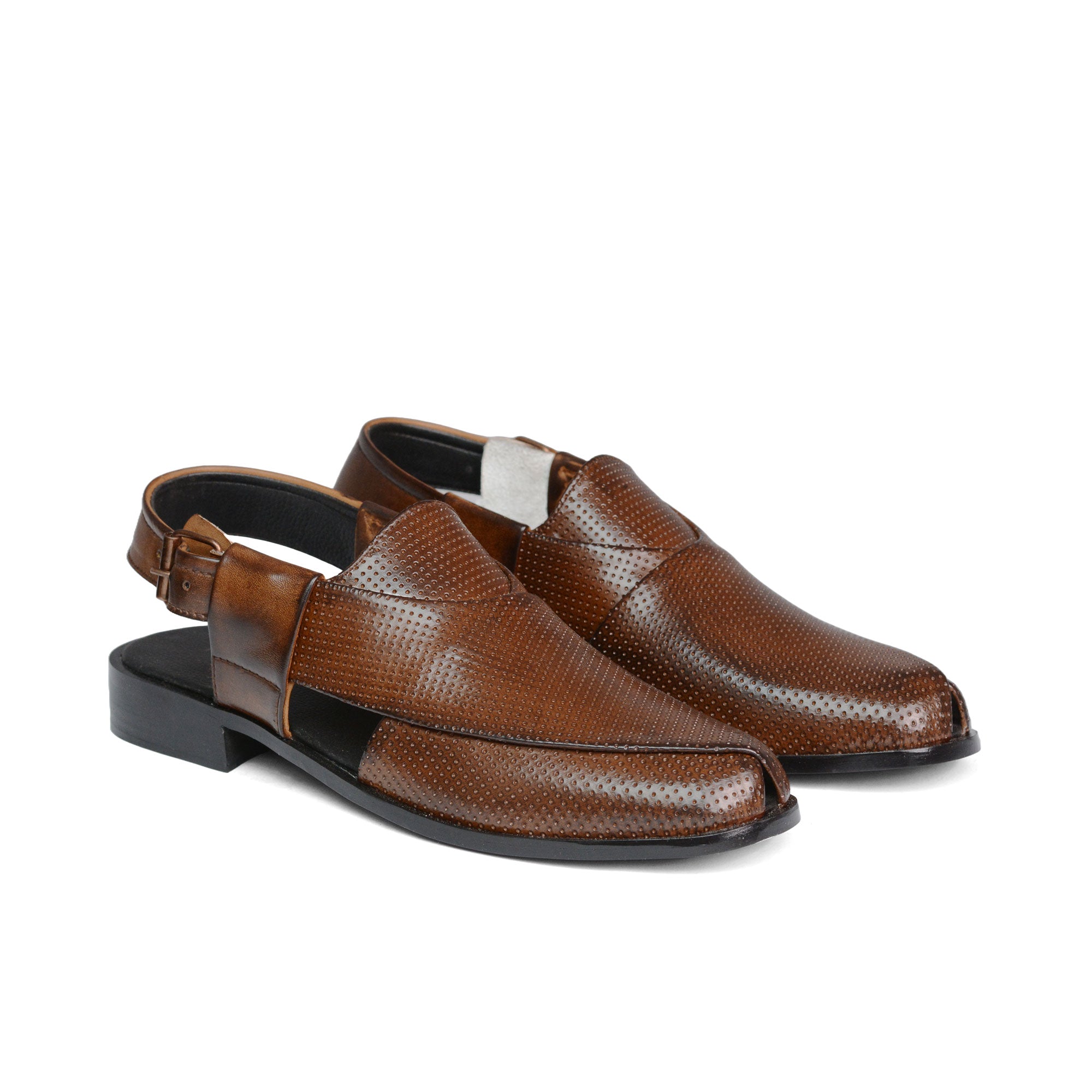 Brown Perforated Peshawari Chappal DD08