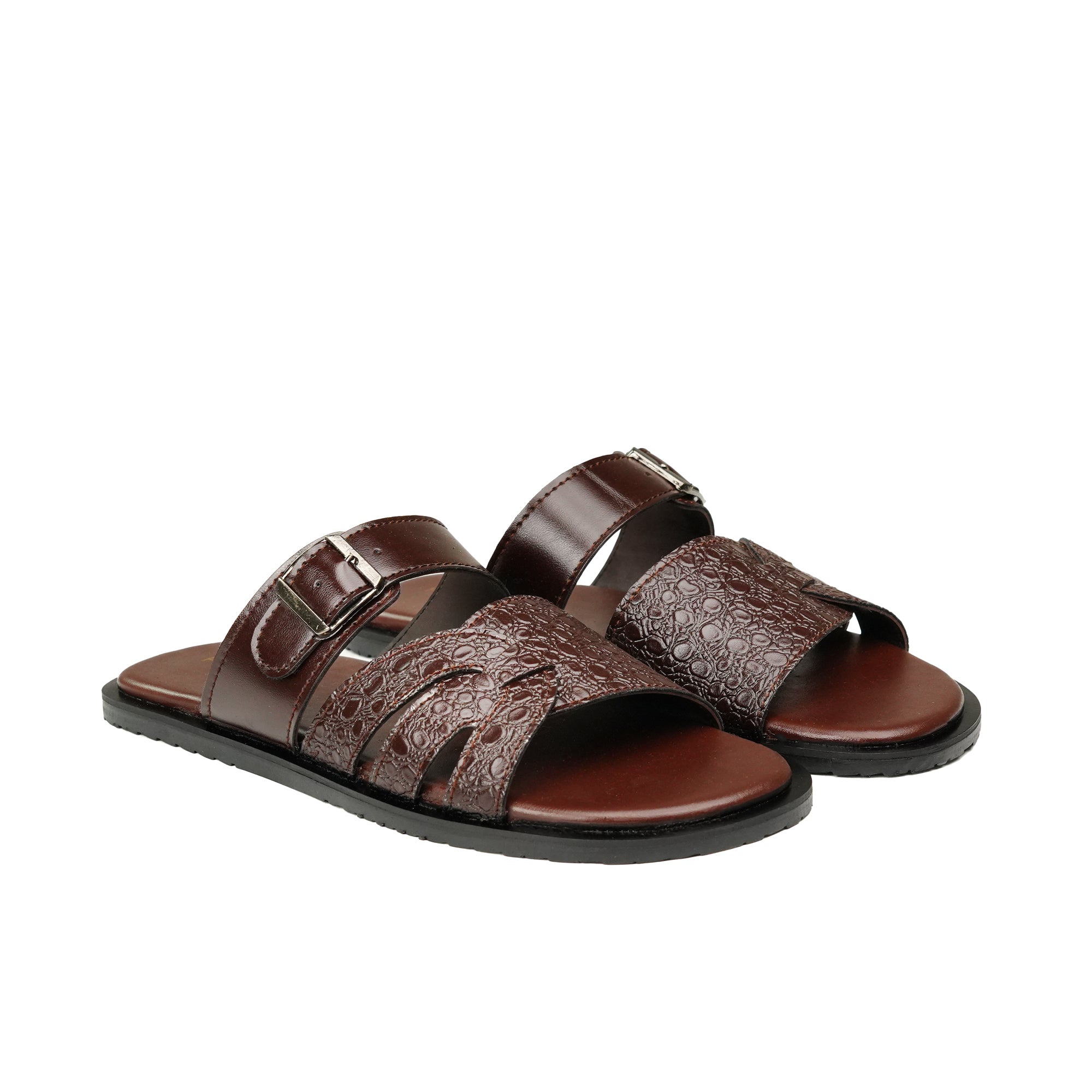 Brown Croc Buckle Slipper SS03