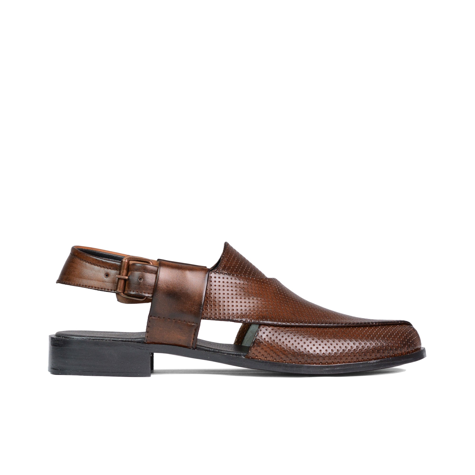 Brown Perforated Peshawari Chappal DD08